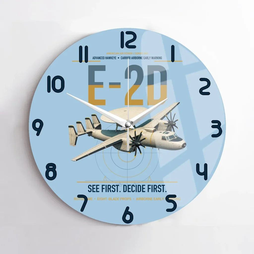 E-2D Advanced Hawkeye design on light blue no frame wall clock