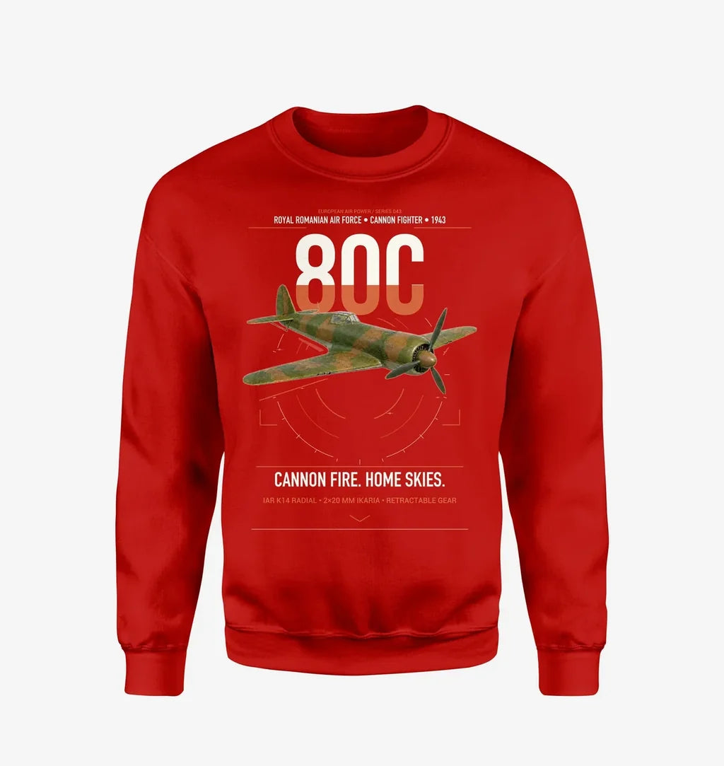 IAR 80C design on red sweatshirt