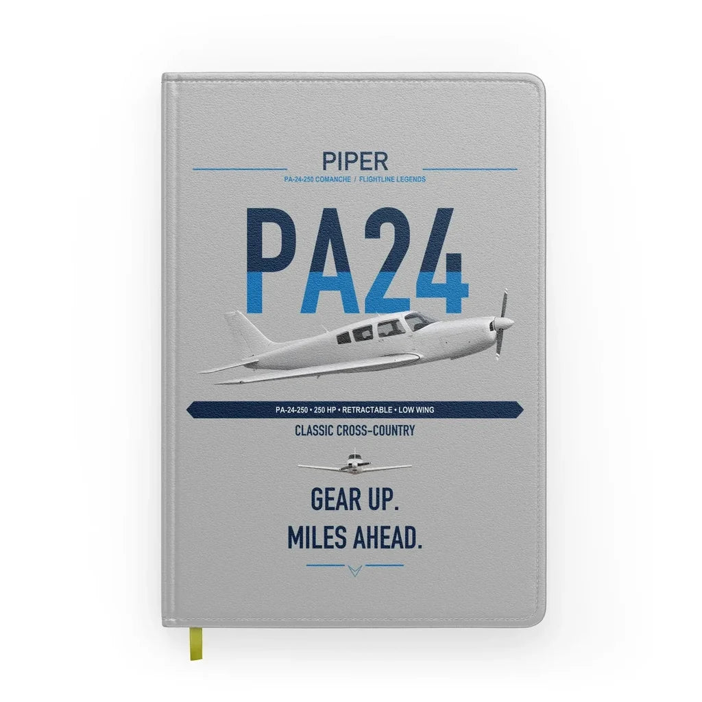 Piper PA-24-250 Comanche 250 design on light gray notebook