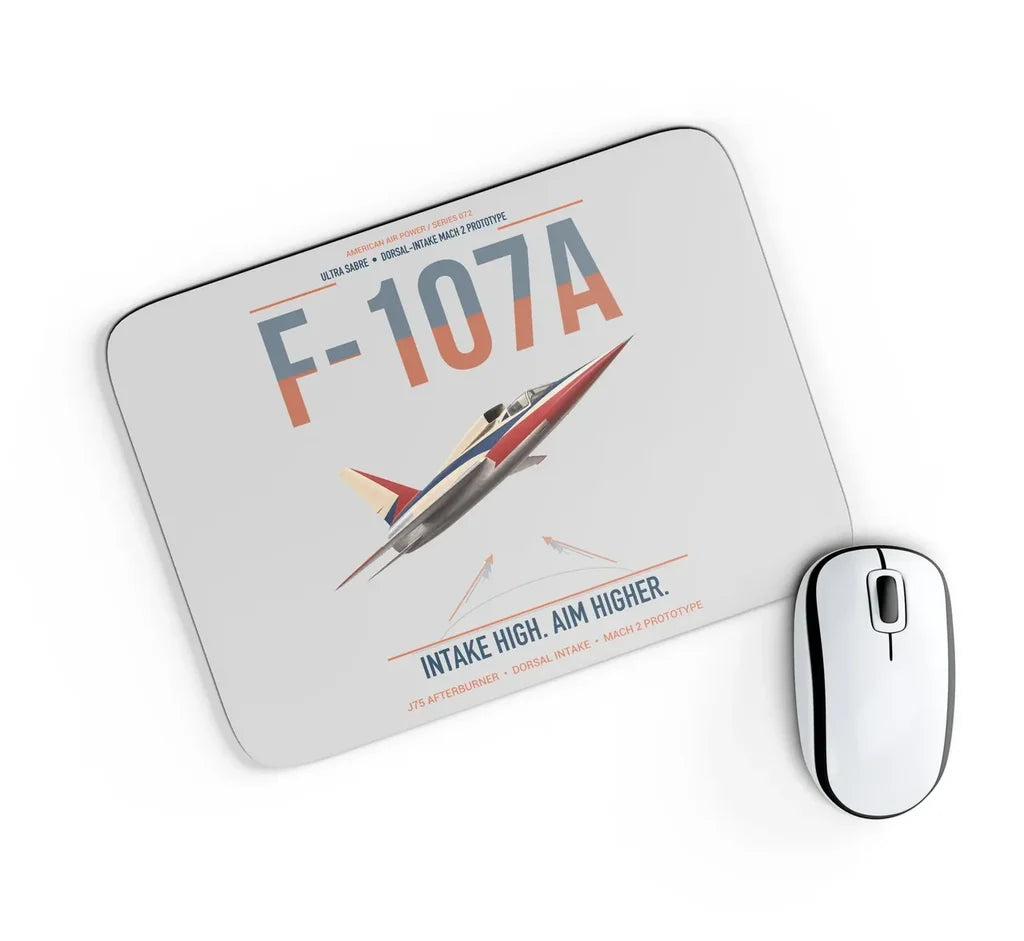 F-107A Ultra Sabre design on light gray rectangle mouse pad