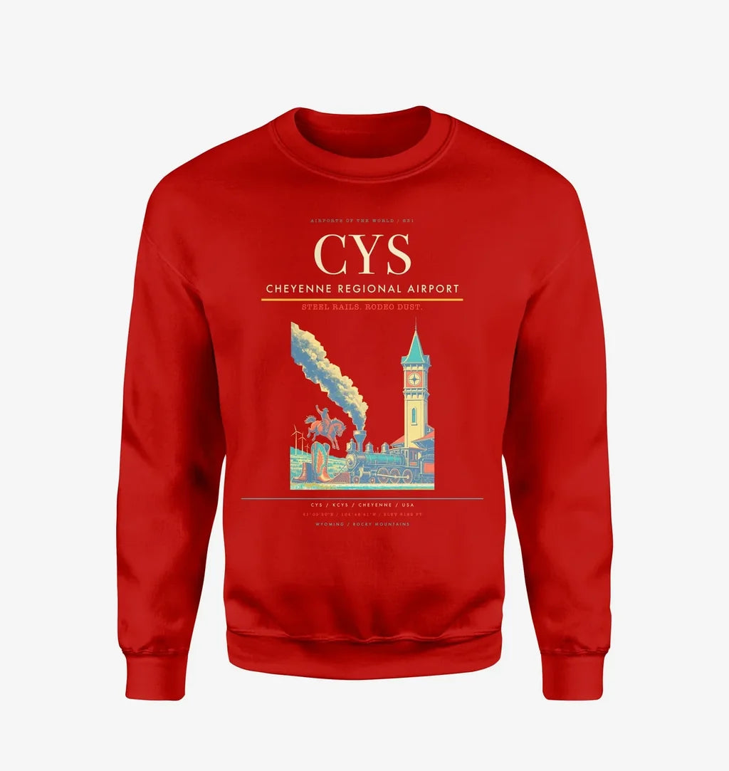 Cheyenne Regional Airport (CYS) design on red sweatshirt