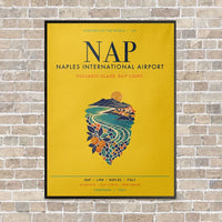 Thumbnail for Naples International Airport NAP vertical canvas print - framed - yellow background
