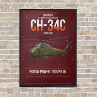 Thumbnail for Sikorsky CH-34C Choctaw vertical canvas print - framed - dark red background