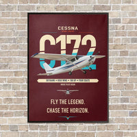 Thumbnail for Cessna 172 Skyhawk vertical canvas print - framed - dark red background