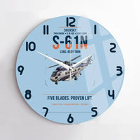 Thumbnail for Sikorsky S-61N design on light blue no frame wall clock