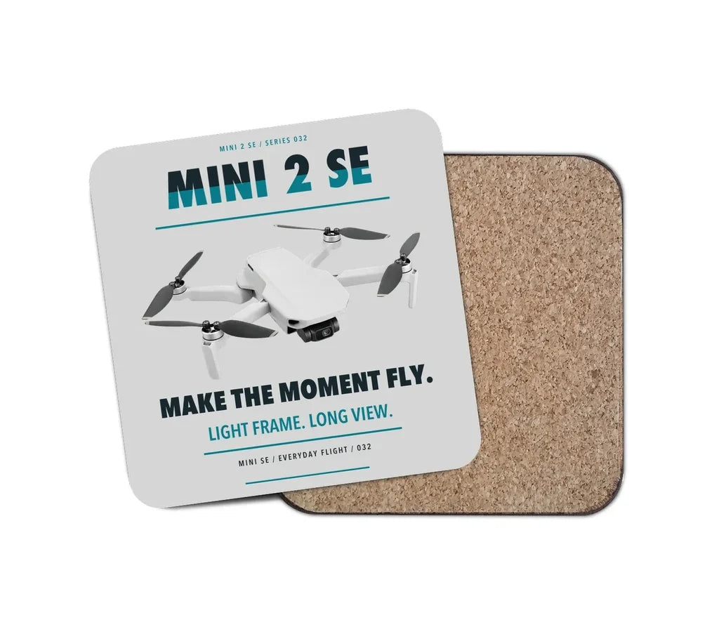 DJI Mini 2 SE design on light gray 1 piece coaster