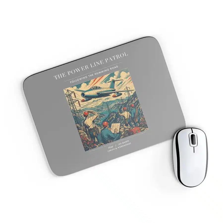 VINTAGE G4484 - The Power Line Patrol - Designed Mouse Pads design on gray rectangle