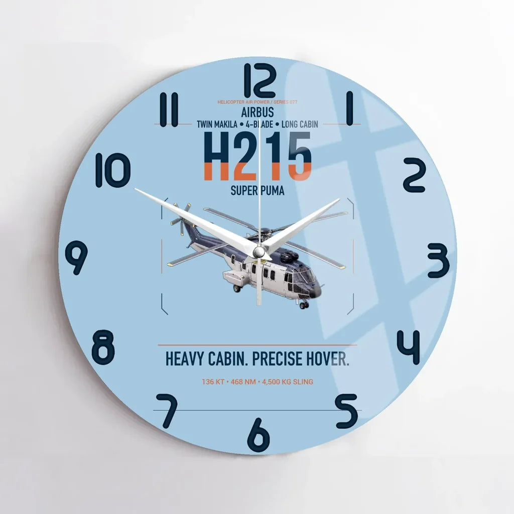 Airbus H215 design on light blue no frame wall clock