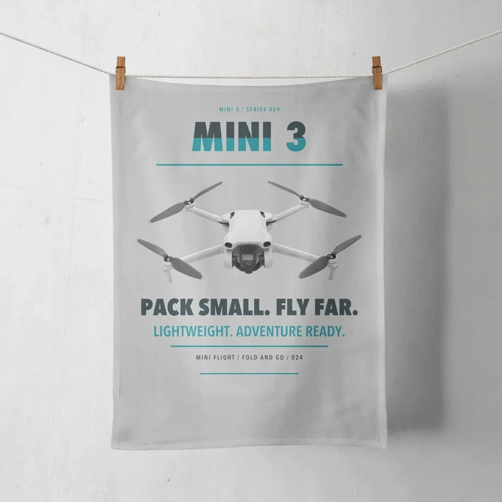 DJI Mini 3 design on light gray towel