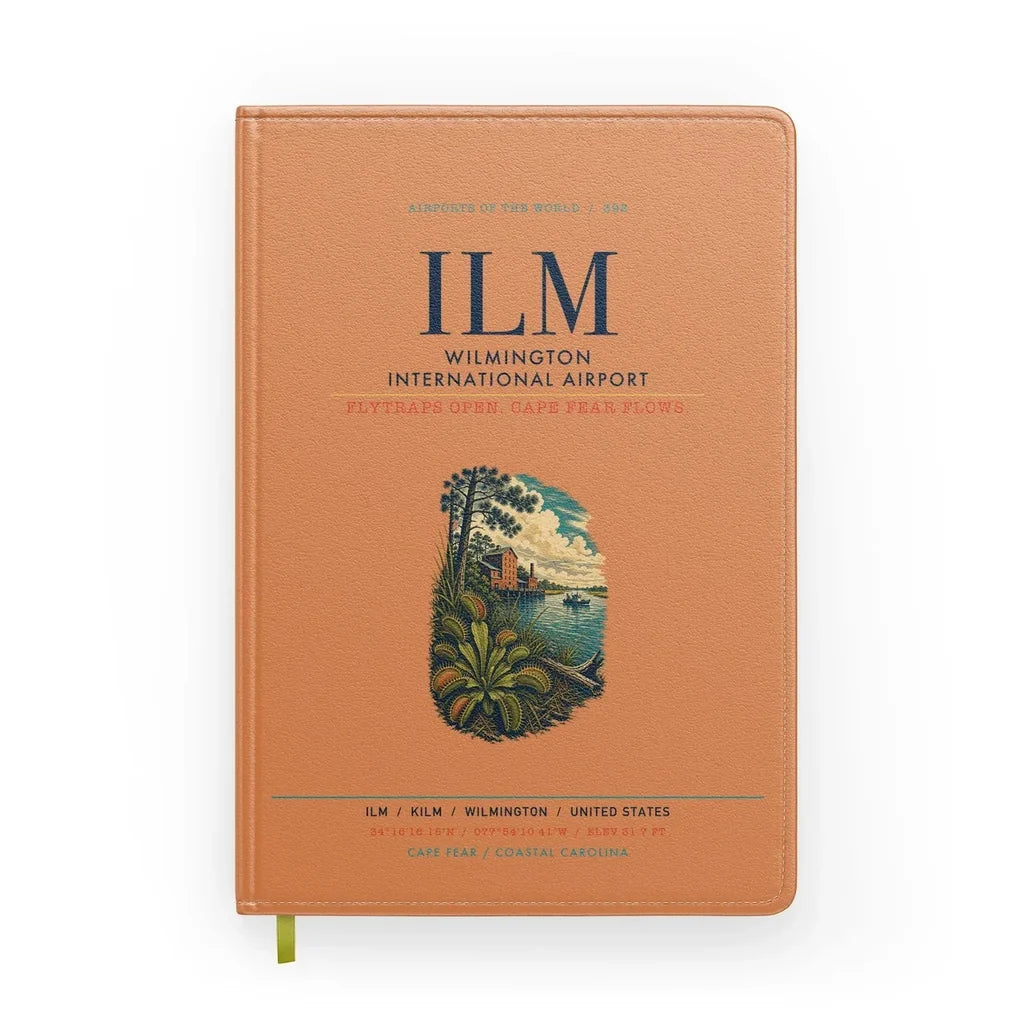 Wilmington International Airport (ILM) design on orange notebook