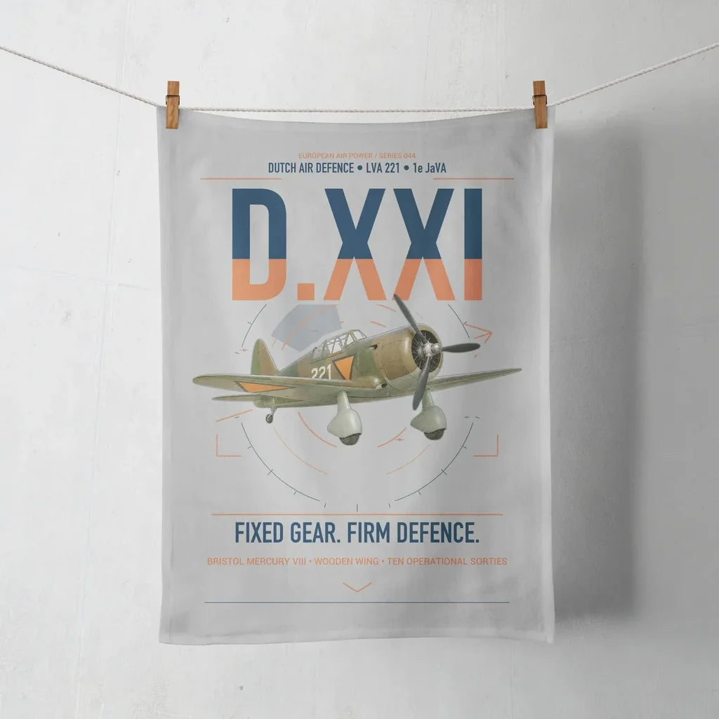 Fokker D.XXI — Dutch LVA aircraft 221 design on light gray towel
