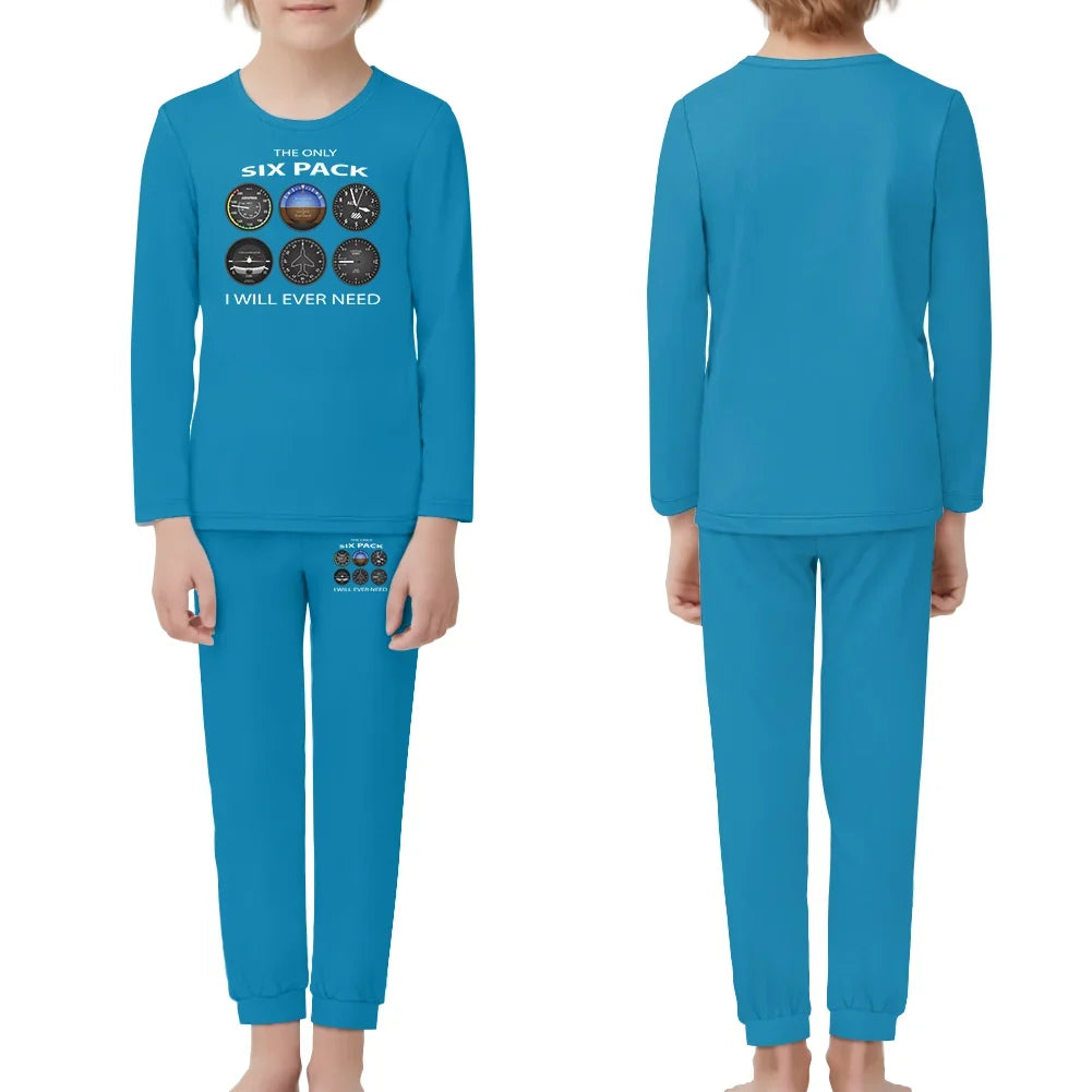 The Only Six Pack I Will Ever Need children pajamas - Light Blue