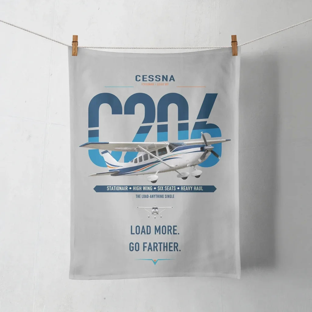 Cessna 206 Stationair design on light gray towel