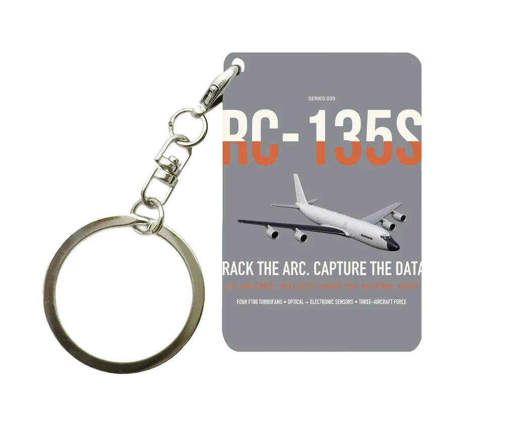 RC-135S Cobra Ball design on gray designed key chain, double-side print