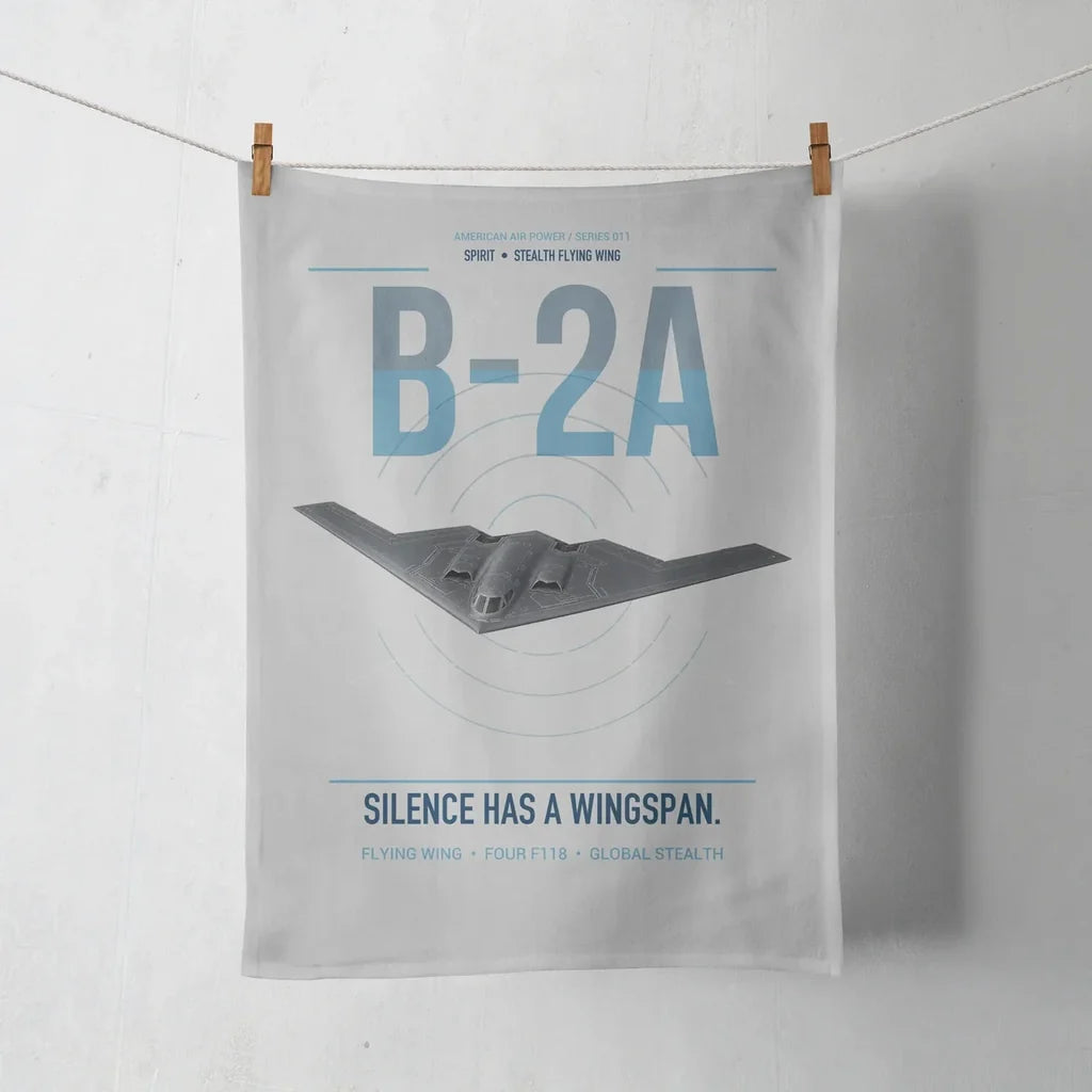B-2A Spirit design on light gray towel