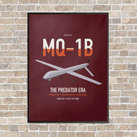 Thumbnail for MQ-1B Predator vertical canvas print - framed - dark red background