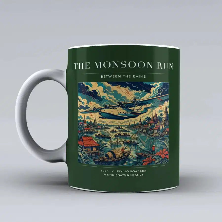 VINTAGE G4061 - The Monsoon Run - Ceramic Mug design on darkgreen