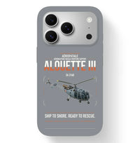 Thumbnail for Aérospatiale SA 316B Alouette III design on gray magsafe iphone case, for iPhone 17 Pro