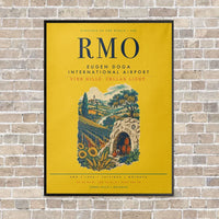 Thumbnail for Chisinau Eugen Doga International Airport RMO vertical canvas print - framed - yellow background