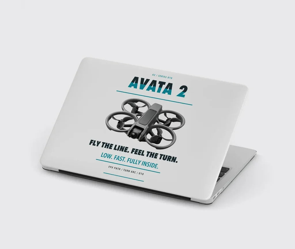 DJI Avata 2 design on light gray MacBook case
