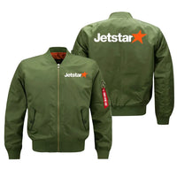 Thumbnail for Jetstar Airlines aviation design embroidered on green bomber jacket