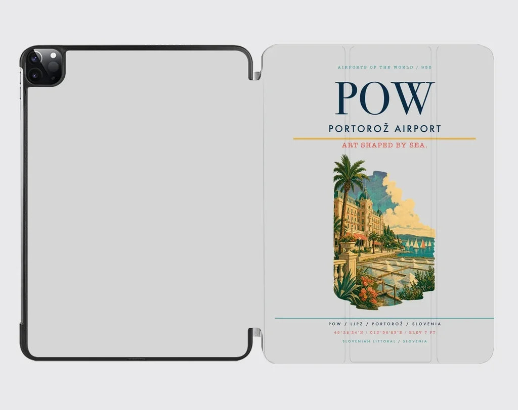 Portorož Airport (POW) design on light gray ipad tablet case