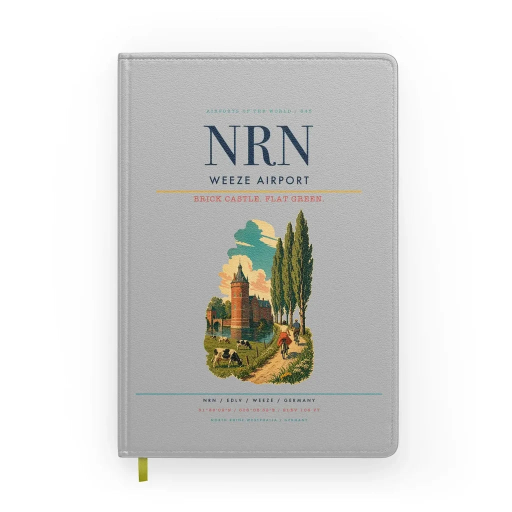 Weeze Airport (NRN) design on light gray notebook