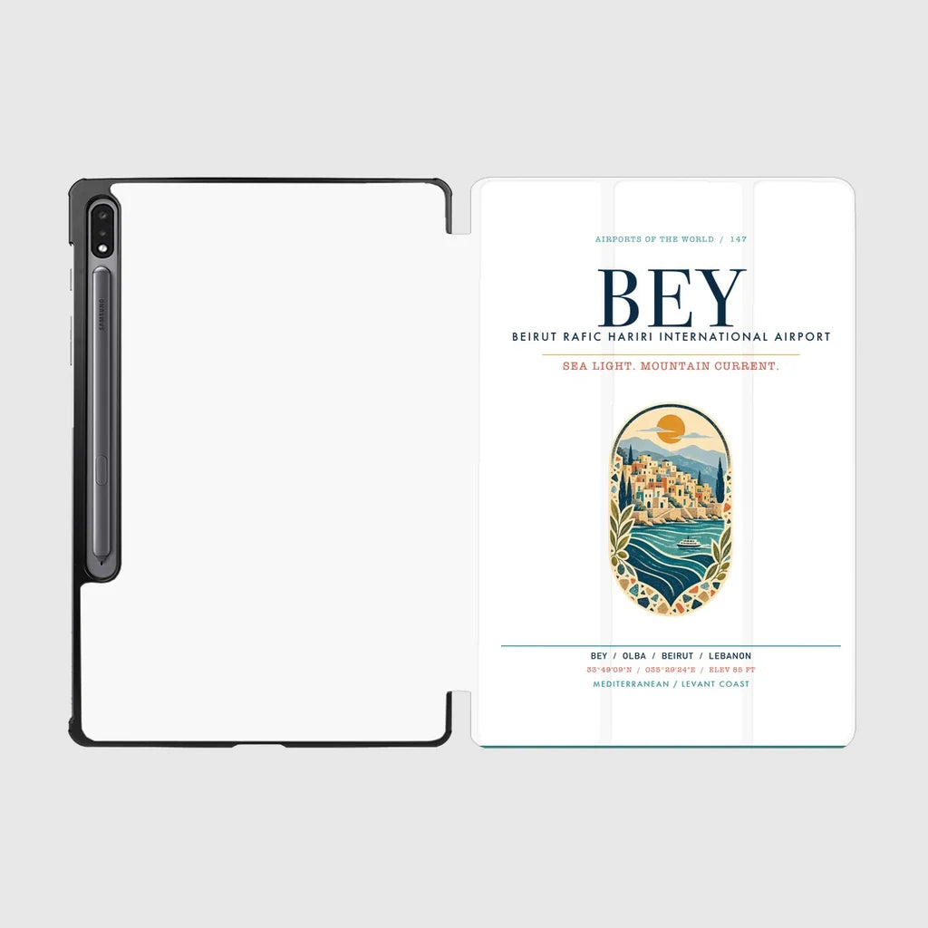Beirut Rafic Hariri International Airport (BEY) design on white samsung tablet tablet case