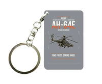 Thumbnail for Boeing AH-64E Apache Guardian design on gray designed key chain, double-side print