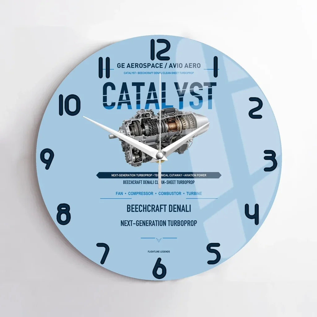 CATALYST design on light blue no frame wall clock
