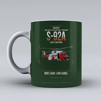 Thumbnail for Sikorsky S-92A design on dark green ceramic mug, double-side print