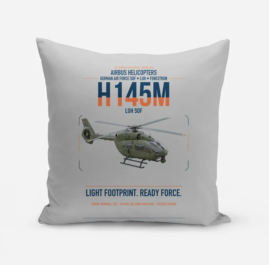 Airbus Helicopters H145M LUH SOF design on light gray pillow