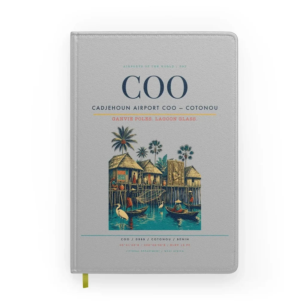 Cadjehoun Airport (COO) design on light gray notebook