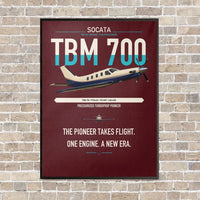 Thumbnail for Socata TBM 700 vertical canvas print - framed - dark red background