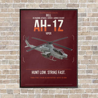 Thumbnail for Bell AH-1Z Viper vertical canvas print - framed - dark red background
