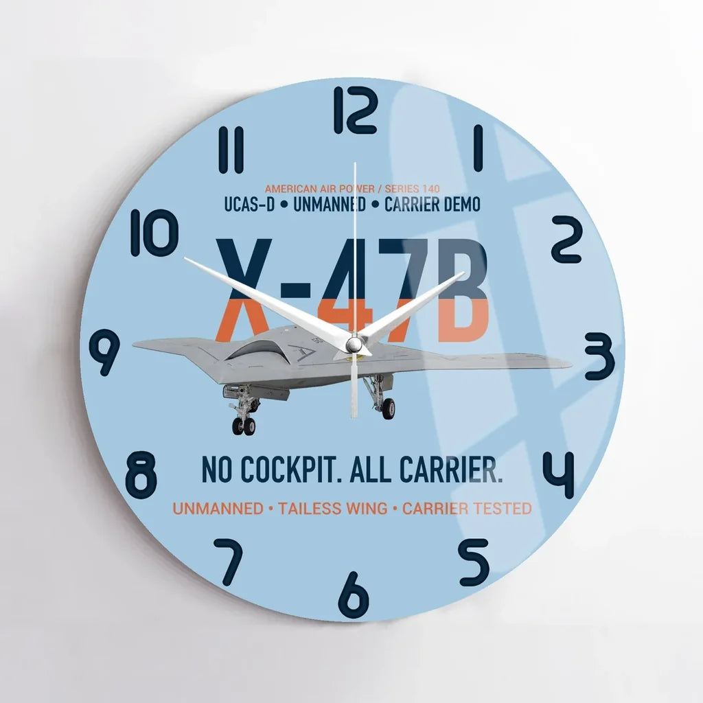 X-47B UCAS-D Carrier Wing Without a Cockpit design on light blue no frame wall clock