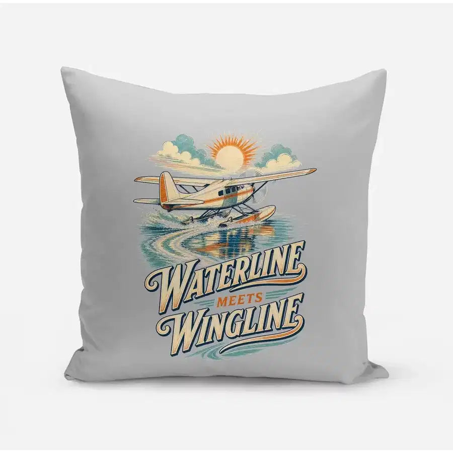 Waterline Meets Wingline design on light gray pillow