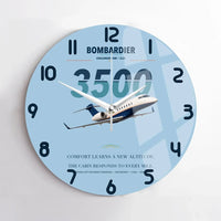 Thumbnail for Bombardier Challenger 3500 design on light blue no frame wall clock