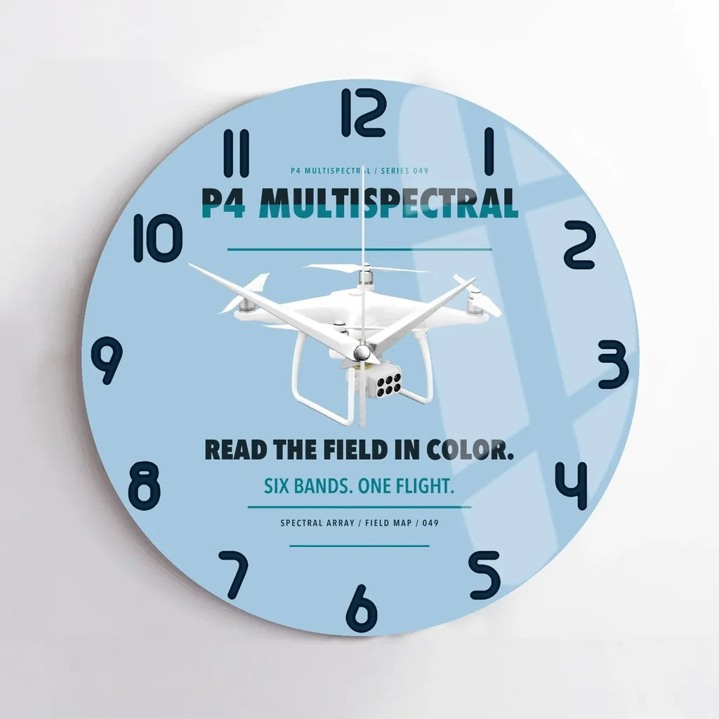DJI P4 Multispectral design on light blue no frame wall clock