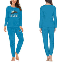 Thumbnail for The Fighter Jet 22 Silhouette women pajamas - Light Blue