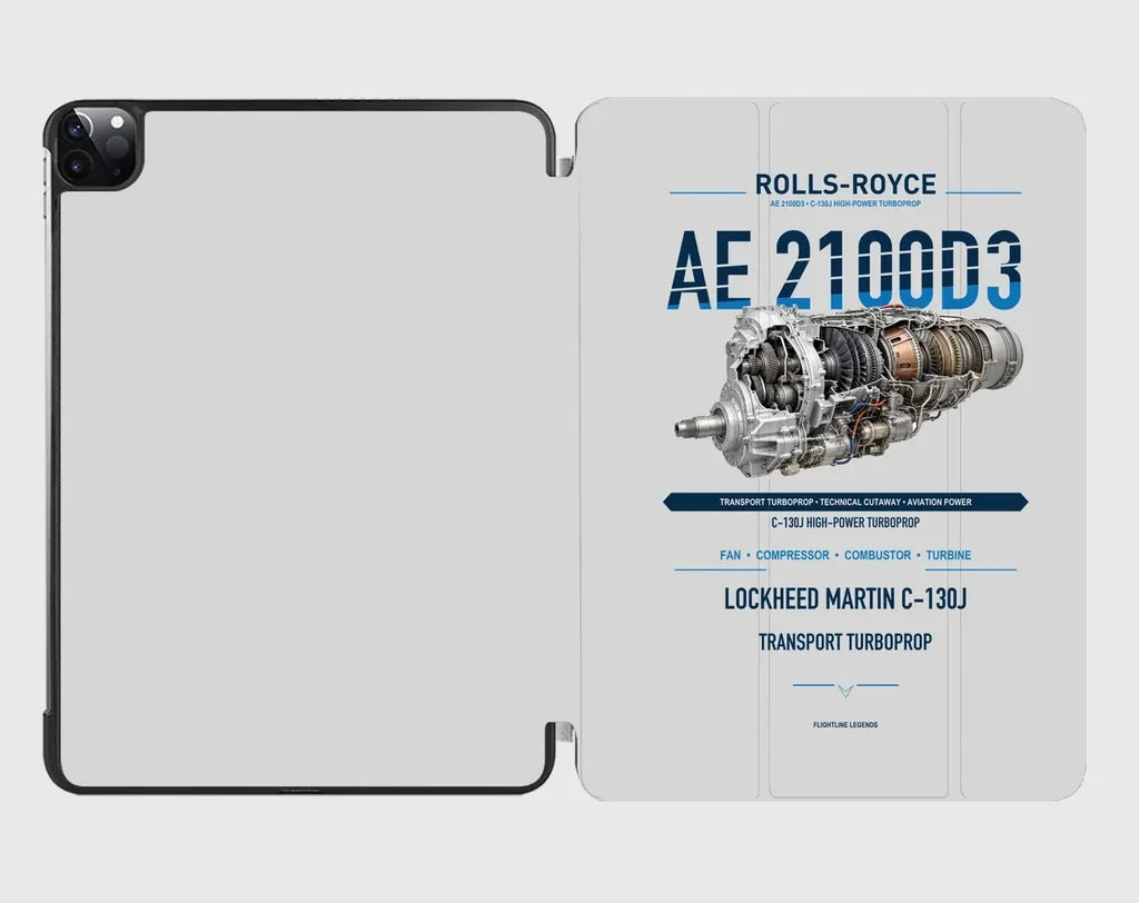AE 2100D3 design on light gray ipad tablet case