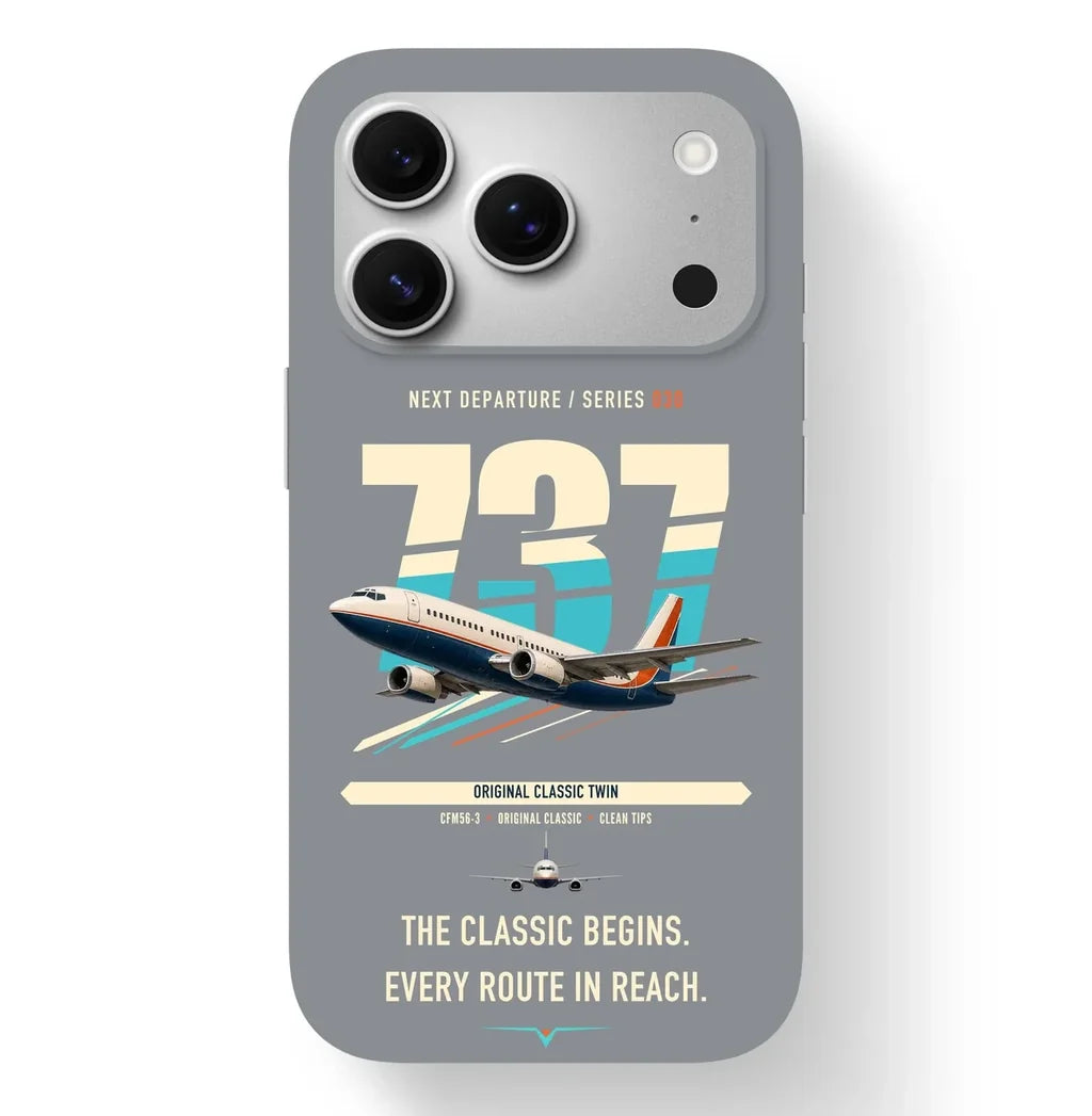 Boeing 737-300 Classic design on gray magsafe iphone case