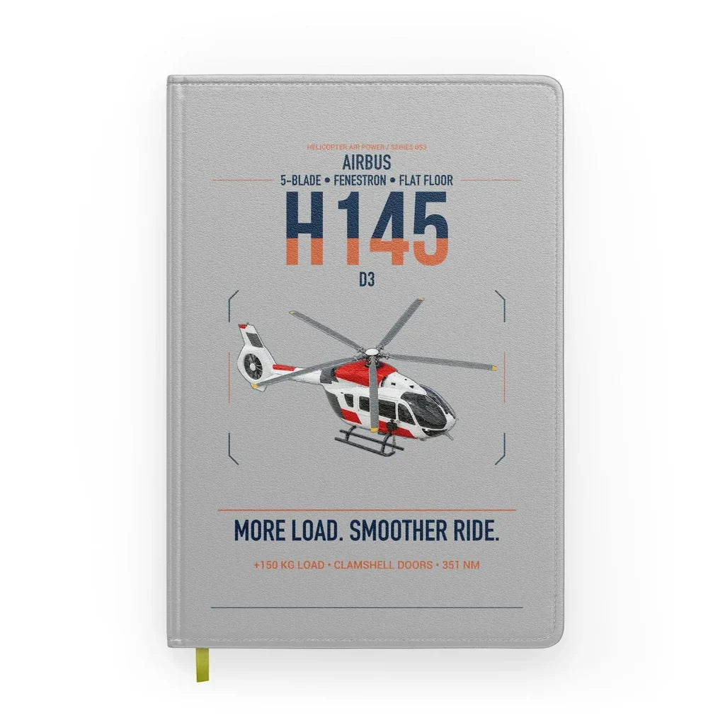 Airbus H145 D3 design on light gray notebook