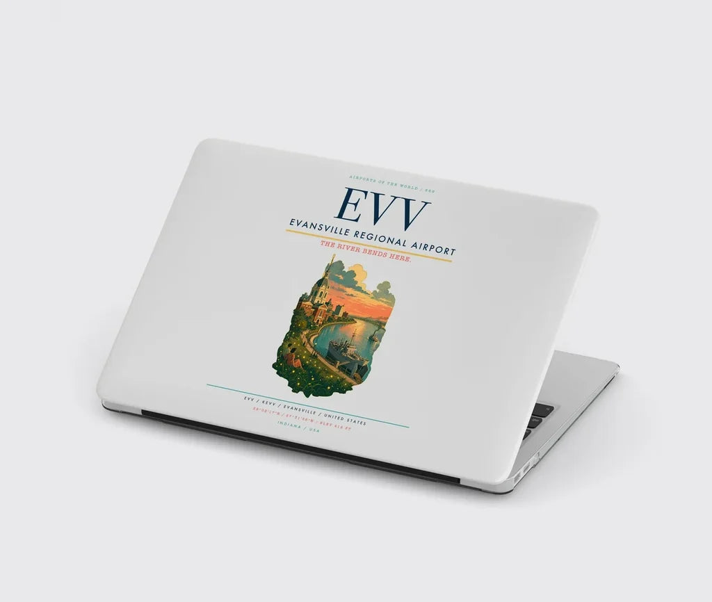 Evansville Regional Airport (EVV) design on light gray MacBook case