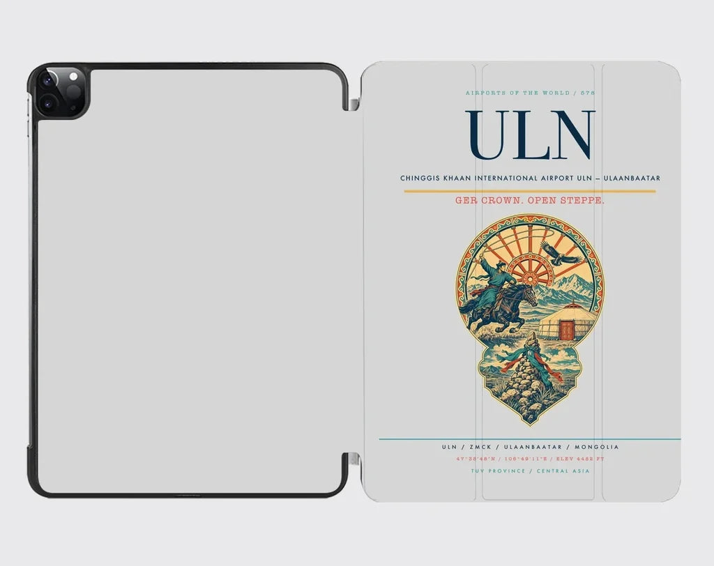 Chinggis Khaan International Airport (ULN) design on light gray ipad tablet case