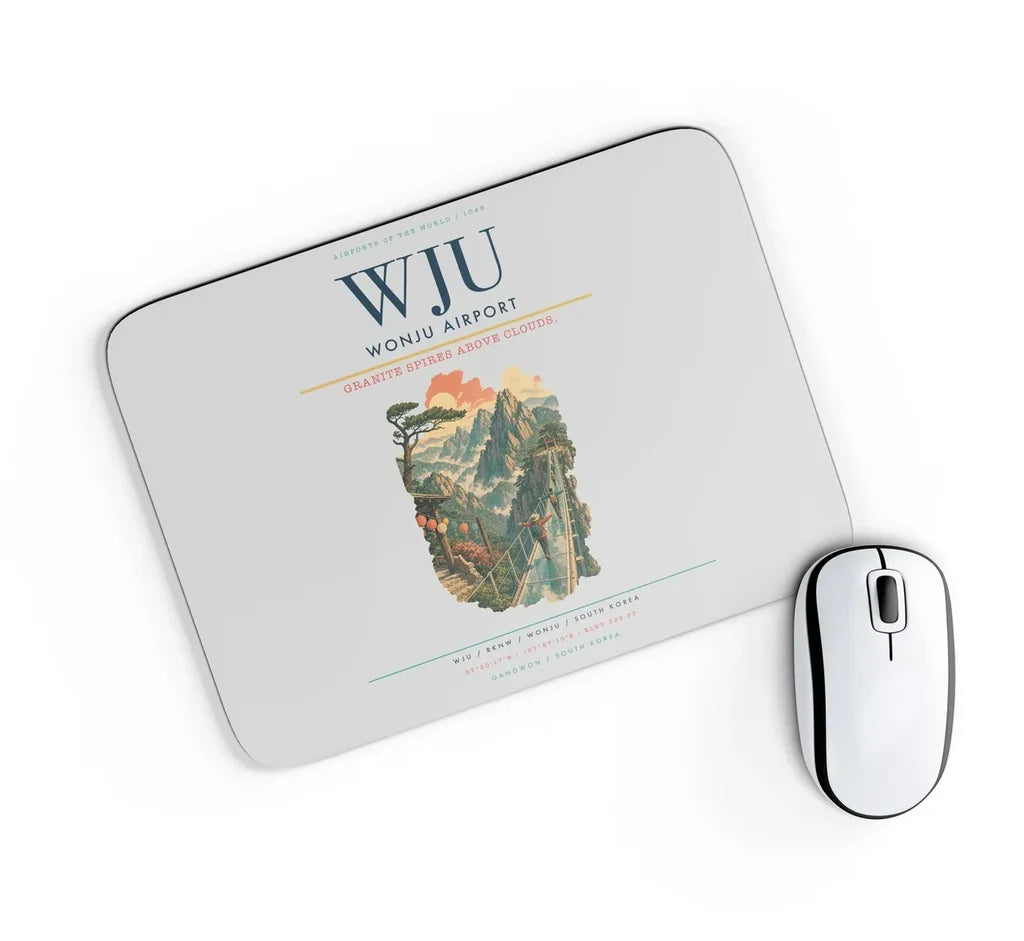 Wonju Airport (WJU) design on light gray rectangle mouse pad