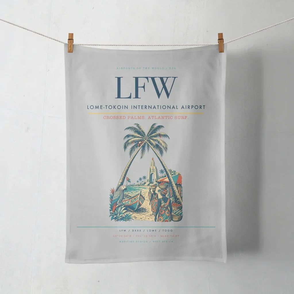 Lome-Tokoin International Airport (LFW) design on light gray towel