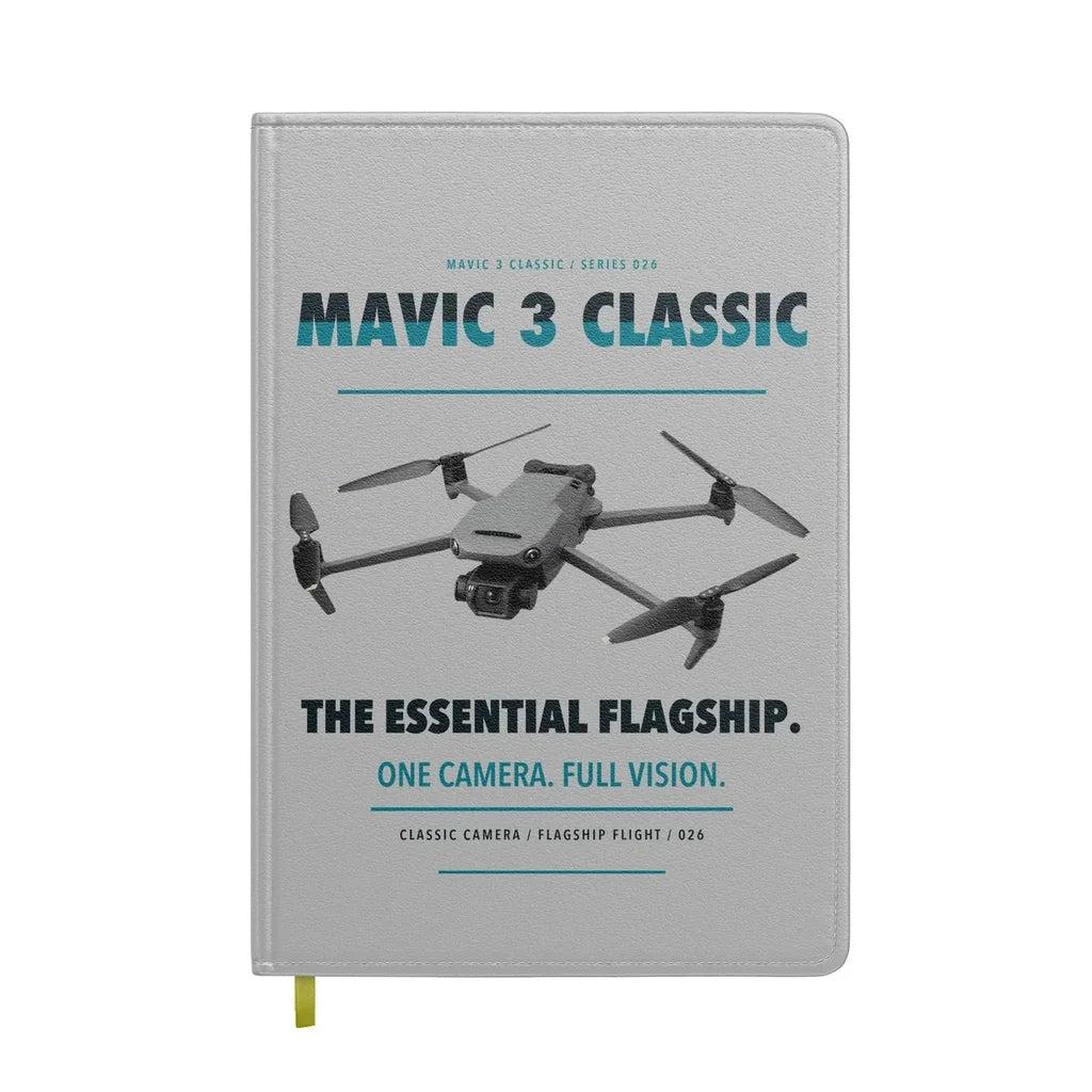 DJI Mavic 3 Classic design on light gray notebook