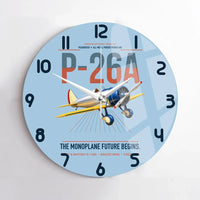 Thumbnail for Boeing P-26A Peashooter design on light blue no frame wall clock