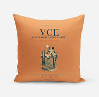Thumbnail for Venice Marco Polo Airport (VCE) design on orange pillow